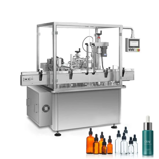 Máquina monobloque de etiquetado, prensado y tapón de llenado de medicina de aceite esencial